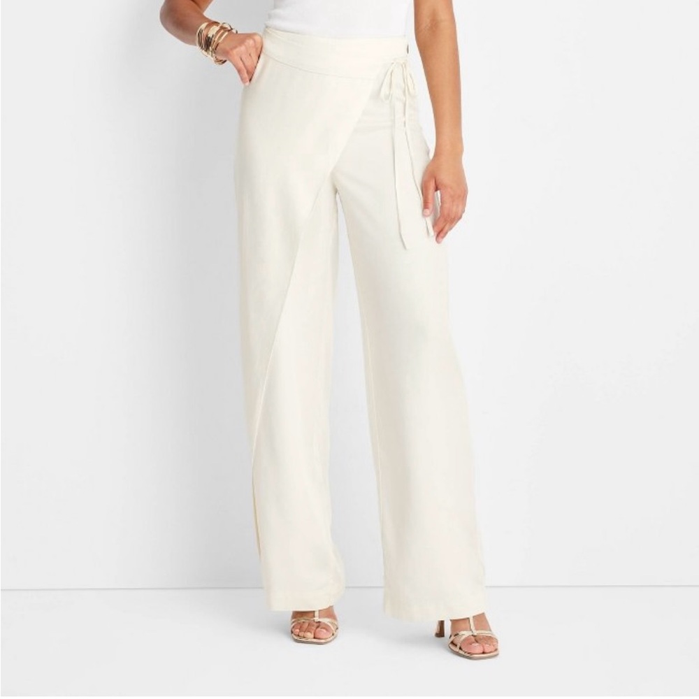 Target Cream Wide-Leg Wrap Pants